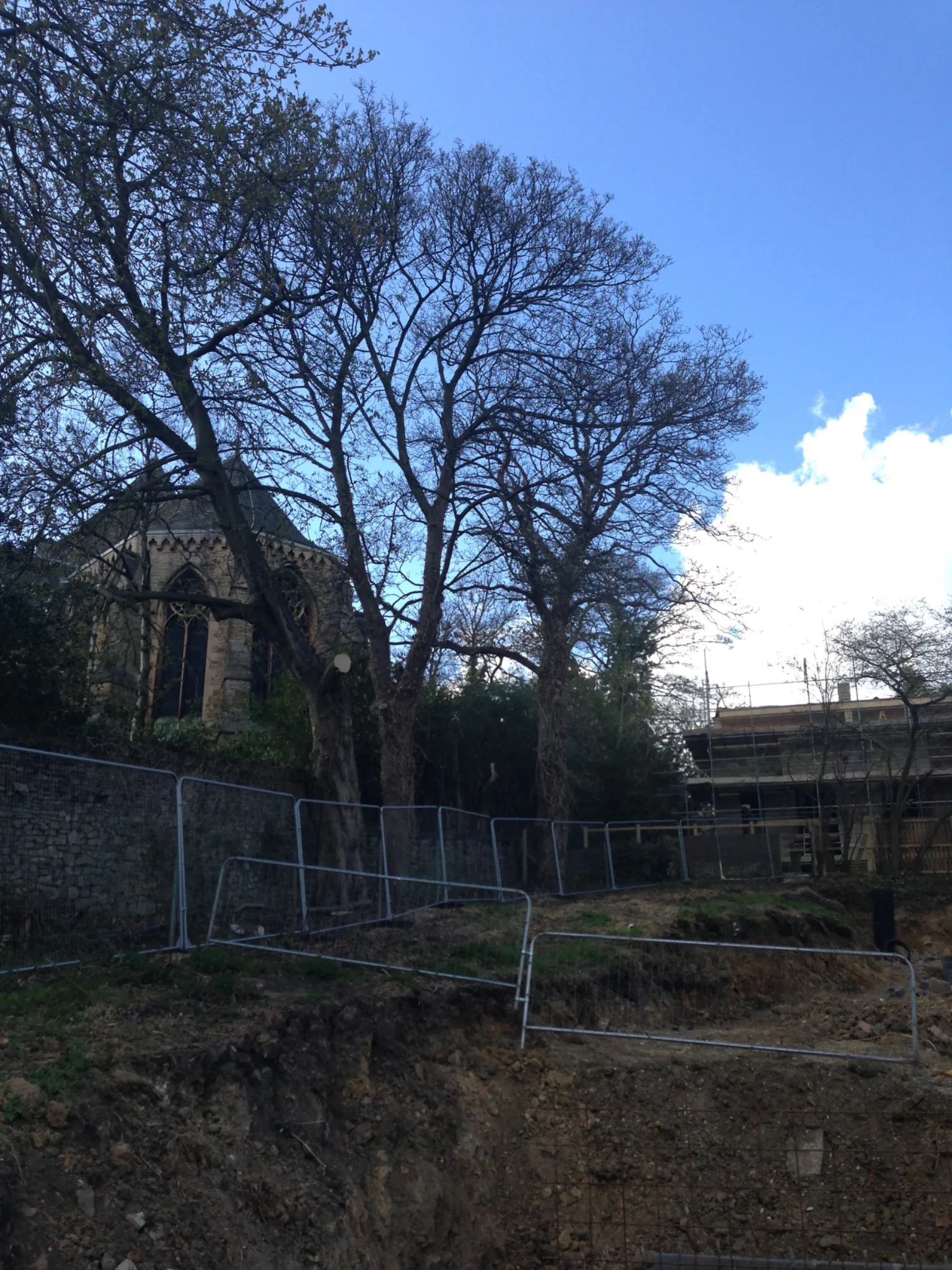 Early groundworks and foundations on the sloping Ranmoor Gardens Sheffield development site